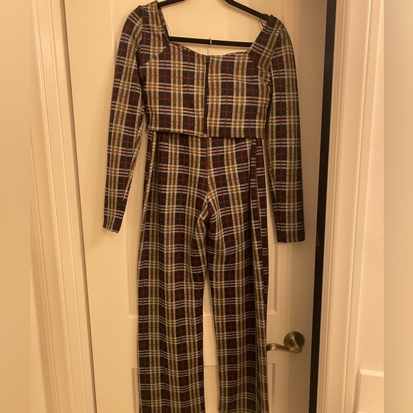 Free People Checkered Crop Top and Pants Set in Navy and Cream - Picture 13 of 16